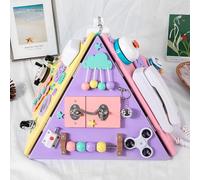 Dyzi Montessori Busy Board for Toddler Sensory Toys Learn Motor Skills Activity Educational Toy in Pink Dyzi Pink