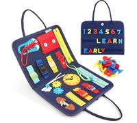 Dyzi Montessori Busy Board Sensory Learning Activity Toy Travel Portable Fabric