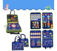 Dyzi Montessori Busy Board Sensory Learning Toy Toddlers Travel-Friendly Soft Fabric Activity Board in Blue Dyzi Blue