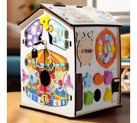 Dyzi Montessori Busy House Educational Sensory Toy for Toddlers Develops Fine Motor Skills in White Dyzi White