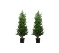Dyzi Pair Of Artificial Cedar Trees Real Wood Trunk 120Cm