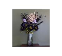 Dyzi Purple Artificial Flower Arrangement With Glass Vase