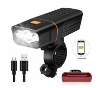 Dyzi Rechargeable Bike Lights Set Waterproof Bicycle Front & Back Lights With Powerbank in Black Dyzi Black