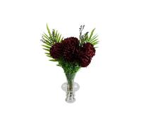 Dyzi Red Artificial Chrysanthemum Palm Flower Arrangement With Vase
