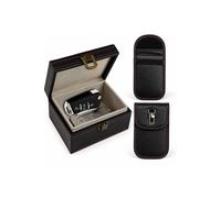 Dyzi RFID Faraday Box for Car Keys with 2 Signal Blocking Pouches Black Dyzi Black