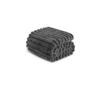 Dyzi Ribbed Jacquard Fleece Bed Blanket Throw 200x240cm Charcoal Grey in Dark Grey | Size: 200 cm x 240 cm Dyzi Dark Grey 200 cm x 240 cm