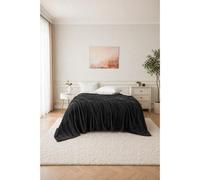 Dyzi Supersoft Large Ribbed Fleece Throw Blanket 200 X 240Cm - Charcoal