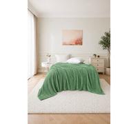 Dyzi Supersoft Large Ribbed Fleece Throw Blanket 200 X 240Cm - Green