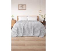 Dyzi Supersoft Ribbed Fleece Throw Blanket for Couch & Bed - Cozy Jacquard Home Blanket in Grey | Size: 200 cm x 240 cm Dyzi Grey 200 cm x 240 cm