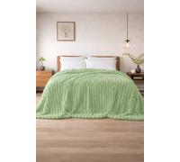 Dyzi Supersoft Ribbed Fleece Throw Blanket for Couch & Bed - Cozy Jacquard Home Blanket in Light Green | Size: 150 cm x 200 cm Dyzi Light Green 150 cm x 200 cm