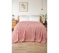 Dyzi Supersoft Ribbed Fleece Throw Blanket for Couch & Bed - Cozy Jacquard Home Blanket in Pink | Size: 200 cm x 240 cm Dyzi Pink 200 cm x 240 cm