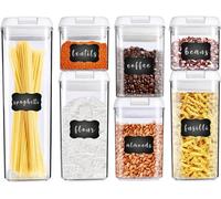 Dyzi Transparent Airtight Bpa-Free Plastic 7-Piece Food Storage Kitchen Container Set With Vacuum Seal