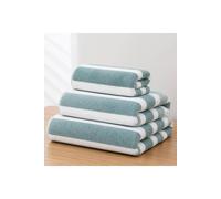 Dyzi Ultra Absorbent Striped Towel Set of 3 Quick Dry Hand & Bath Towels in Green Dyzi Green