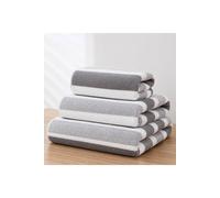 Dyzi Ultra Absorbent Striped Towel Set of 3 Quick Dry Hand & Bath Towels in Grey Dyzi Grey