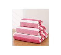 Dyzi Ultra Absorbent Striped Towel Set of 3 Quick Dry Hand & Bath Towels in Pink Dyzi Pink