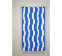 Dyzi Wavy Stripe Cotton Beach Towel Soft Absorbent Quick Dry 70x152cm in Blue | Size: 70x152 cm Dyzi Blue 70x152 cm