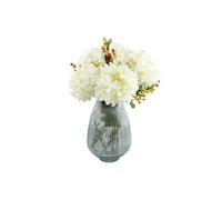 Dyzi White Artificial Chrysanthemum Flower Arrangement With Glass Vase