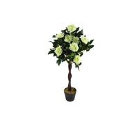 Dyzi White Artificial Cream Rose Tree Silk Flowers Indoor Decoration