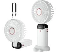 Dyzi White Compact 2-In-1 Portable Travel Mini Handheld Desk Table Fan Usb-C Rechargeable