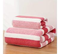 Dyzi White Red Ultra Absorbent Striped Towel Set Quick Dry Hand Bath Towels For Home & Outdoor