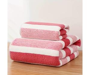 Dyzi White Red Ultra Absorbent Striped Towel Set Quick Dry Hand Bath Towels For Home & Outdoor