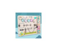 DYZI Wooden Montessori Busy Board for Toddlers Sensory Toy Activity Board Preschool Educational Learning Toy with Lacing Sorter Gears Zipper Lock