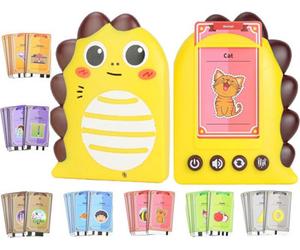 Dyzi Yellow Dinosaur Portable Talking Flash Cards Early Learning Toy Toddlers 150 Words