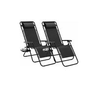Dyzi Zero Gravity Reclining Chairs 2 Pack with Side Table Black Dyzi Black