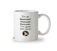 DZ102 I'm an electrician , i'm good with wires , Funny Funny Novelty Great Gift Idea Coffee Tea Mug | Gift for Electrician, Sparky, Dad | Cup Tradesman Humour Sarcastic Birthday Present for Men 11oz