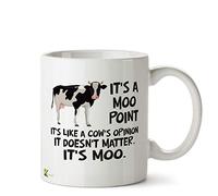 DZ517 It's a moo point. It's like a cow's opinion. It doesn't matter. It's MOO Funny Novelty Great Gift Idea Coffee Tea Ceramic Mug | Cow's Opinion Quote, Gift for Friends Fan Men Women 11oz
