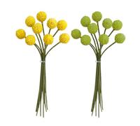 Dzaayediiy 18pcs Billy Craspedia Balls Dried Flowers Bouquet Artificial Flowers for Vase Grass Flora Home Decoration Wreath Making Decorations, Yellow & Green