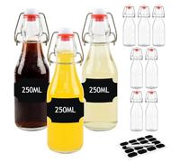 DZAEMOSIIE 10 Pack Glass Bottles with Swing Top 250ml, Airtight Preserve Glass Bottles With Lids Flip Top, for Home Brewing, Oil, Kombucha, Vinegar, Beer, Wine, Cider, Soda