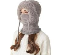 DzaiCrkwd 3 in 1 Beanie Hat for Women, Winter Balaclava Scarf & Face Mask | Fleece Lined Windproof Knit Hat for Cycling & Outdoor Cold Weather