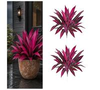 DzaiCrkwd Large Realistic Artificial Boston Fern & Dragon's Blood Tree Plants, Realistic Cordyline Plants Outdoor, UV Resistant Fake Ferns for Home Garden Patio Wedding Balcony (2)