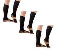 DZANS 3 Pairs Copper Compression Socks for Men & Women (20-30 mmHg) Best Graduated Athletic Fit for Running, Nurses, Flight Travel & Maternity Pregnancy - Boost Stamina, Circulation & Recovery(S/M)