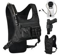 DZANWO Hydration Running Vest with 2L Water Bladder - Lightweight & Reflective Chest Pack, Includes Tactical Internal Gun Holster & Free Carabiner for Hiking, Running, Cycling, Marathon (Men & Women)