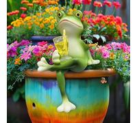 DZAY Flower Pot Hanger Frog Decorative Figures Frog Decorative Frog Animals Resin Statue Garden Decoration Mini Pond, Garden Pond Green Frog Flower Pot Hanger Figures Balcony Decoration Garden Pot