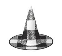DZBDWZXH Black and white plaid Print Halloween Witch Hat for Women Cosplay Costume Dress Up Halloween Party Decoration 1Pcs