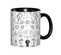DZBDWZXH Black Ceramic Coffee Mugs 11oz, (Chemistry Print) Print Restaurant Coffee Mug for Coffee,Cappuccino,Tea,Cocoa,Cereal