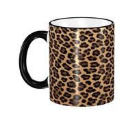 DZBDWZXH Black Handle Ceramic Coffee Mugs 11oz, (Leopard Print) Print Restaurant Coffee Mug for Coffee,Cappuccino,Tea,Cocoa,Cereal