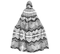 DZBDWZXH (Black White Tan Zigzag) Printed Hooded Cape For Adult Unisex, Thick Witch Cape Hooded Cloak for Halloween Parties Christmas Costume