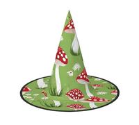 DZBDWZXH Cartoon Mushrooms Print Halloween Witch Hat for Women Cosplay Costume Dress Up Halloween Party Decoration 1Pcs