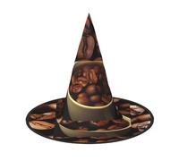 DZBDWZXH coffee collage Print Halloween Witch Hat for Women Cosplay Costume Dress Up Halloween Party Decoration 1Pcs