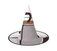 DZBDWZXH Coffee Cup Print Halloween Witch Hat for Women Cosplay Costume Dress Up Halloween Party Decoration 1Pcs