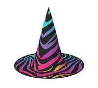DZBDWZXH Colorful Rainbow Zebra Print Halloween Witch Hat for Women Cosplay Costume Dress Up Halloween Party Decoration 1Pcs
