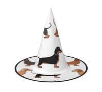 DZBDWZXH Dachshund Weiner Pet Dogs Print Halloween Witch Hat for Women Cosplay Costume Dress Up Halloween Party Decoration 1Pcs