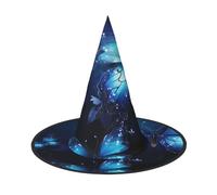 DZBDWZXH Dark Blue Butterflies Print Halloween Witch Hat for Women Cosplay Costume Dress Up Halloween Party Decoration 1Pcs