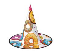 DZBDWZXH Donut Print Halloween Witch Hat for Women Cosplay Costume Dress Up Halloween Party Decoration 1Pcs