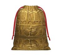 DZBDWZXH (Egypt Hieroglyphics) Printed Xmas bag with Red Ribbon Christmas bag gift multifunctional wrapping Beautiful and good for Family and Friends Small Size