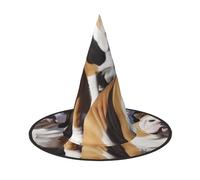 DZBDWZXH English Bulldogs Print Halloween Witch Hat for Women Cosplay Costume Dress Up Halloween Party Decoration 1Pcs
